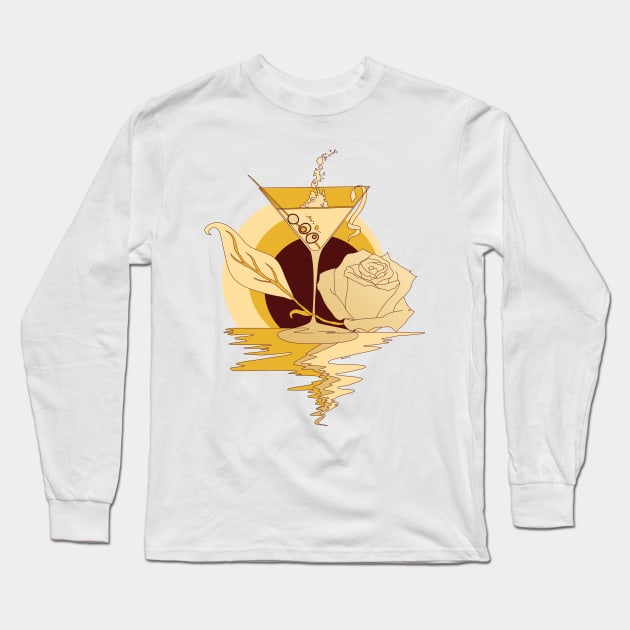 Champagne Martini and Rose Long Sleeve T-Shirt by kenallouis